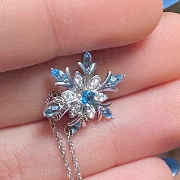 Diamond & Blue Sapphire Snowflake Necklace - Picture 8 of 8